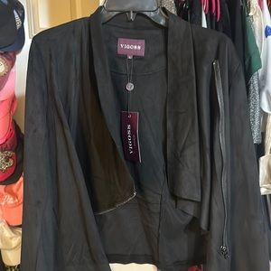 Velvet diagonal zipper jacket